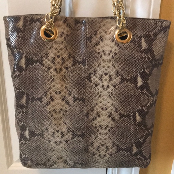 EUC Cynthia Rowley Python Leather Chain Tote Bag - Picture 3 of 8